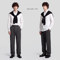 Pantalon droit pour homme à taille semi-élastique en tissu brossé texturé, décontracté pour l'automne et l'hiver