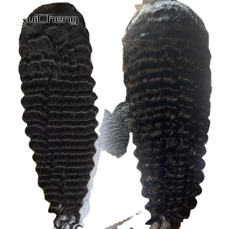 Wig rambut manusia Virgin India rambut asli kutikula 12A gelombang dalam 30 inci 13x4 wig depan renda penuh rambut manusia