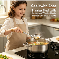 Lot de 5 ustensiles de cuisine en acier inoxydable 201 pour restaurant, hôtel, chef, pour soupe, friture, cuisson, avec poignée en plastique