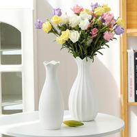 Grand vase de sol moderne et créatif pour la décoration de la maison, ensemble de 3 vases en céramique blanche pour le salon, pot de fleurs de style farmhouse