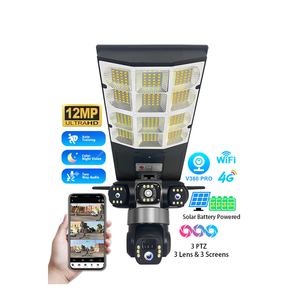 4G <span class=keywords><strong>Wifi</strong></span> năng lượng mặt trời ánh sáng đường phố máy ảnh v380prp ngoài trời <span class=keywords><strong>LED</strong></span> năng lượng mặt trời đường phố lũ ánh sáng đèn 3 Ống kính 3 PTZ an ninh CCTV mạng Máy ảnh - Product Image 1