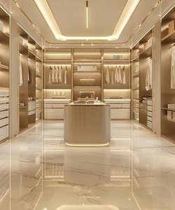 Garde-robe moderne en <span class=keywords><strong>bois</strong></span> massif à lumière LED Design moderne et minimaliste pour la chambre principale Placard de luxe Besoins personnalisés - Product Image 5
