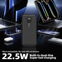 Batterie externe TDX 20W/15W à charge rapide avec affichage numérique, 20000mAh, batterie Li-Polymère, ports USB et support de protection pour extérieur