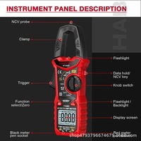 HABOTEST Ht206D penjepit Digital, Multimeter AC & DC arus listrik, kapasitor temperatur Ammeter NCV600A fitur pengukuran