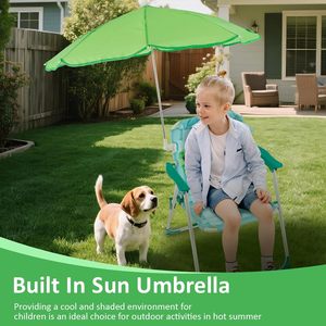 Chaise de plage pour enfants avec parasol, chaise pliante d'extérieur avec auvent et motif de dessin animé, portable pour la plage, la piscine, le parc, le <span class=keywords><strong>jardin</strong></span>, la cour - Product Image 2
