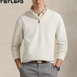 Sudadera acolchada de cuello alto para hombre, diseño de rombos, peso pesado, fabricantes de ropa al por mayor - Product Image 1