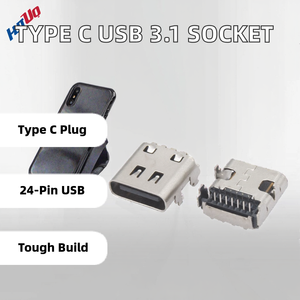 Conector USB DSC-0156 USB 3.1 Tipo C Hembra de 10 cm, Metálico, con Terminales Niquelados de 24 Pines - Product Image 2