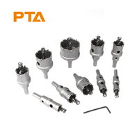 Kit de 10 scies cloches TCT 16-50 mm, embout en carbure d'acier inoxydable, pour percer le métal, profondeur de coupe 25 mm, dans une boîte en aluminium