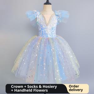 <span class=keywords><strong>Tutu</strong></span> de ballet pour enfants et femmes, jupe longue en gaze bouffante, danse moderne, petit cygne, costume de chorale, compétition, performance, polyester - Product Image 4