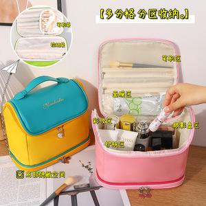 กระเป๋าเครื่องสำอางนันดูโอลูแบบสองชั้นกันน้ำพกพาสะดวก ดีไซน์สีสันตัดกัน คอลเลคชั่นฤดูใบไม้ผลิ 2025 - Product Image 2