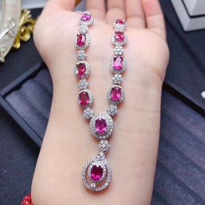 قلادة فضية طبيعية 925 ستيرلنج ملونة بسعر جيد مع خاتم قابل للتعديل قلادة صيفية غربية للنساء - Product Image 5