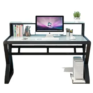 YQ meja belajar selamanya meja kerja, Meja kaca antigores meja komputer meja kantor dengan rak buku