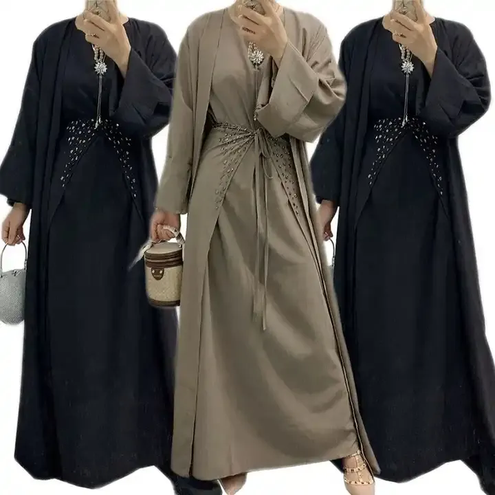 Vendita calda nuovo Design modesto abbigliamento islamico 3 pezzi set donne musulmani vestito con pietre