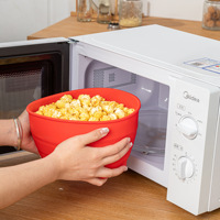 Bol à Popcorn en Silicone de Qualité Alimentaire Résistant à la Chaleur, Seau à Popcorn Pliable