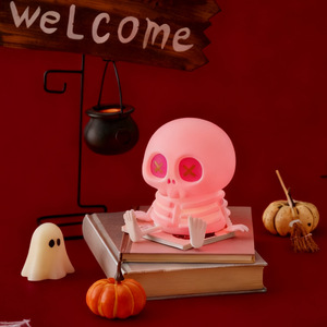 Halloween <b>Skull</b> Night Light RGB LED Ambient Light For Living Room Bedroom <b>Decor</b> With Lithium Battery Power - Product Image 1