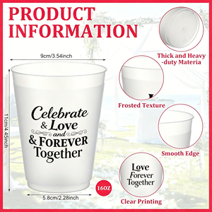 Gobelets personnalisés jetables en <span class=keywords><strong>plastique</strong></span> avec initiales, 12 oz, pour mariage, réception de mariage, baby shower, fête d'<span class=keywords><strong>anniversaire</strong></span> - Product Image 2