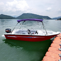 Perahu Hiburan Olahraga Santai Berbahan Bakar Bensin 4.98M /16.3 Ft 8 Orang Mesin Tempel Aluminium Perahu Pancing dengan Kabin Dijual