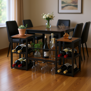Organizador de Botellas de Vino, Capacidad para 10-19 Botellas, Acero Metálico, Diseño Moderno, Mueble para el Hogar, Soporte para Copas de Vino - Product Image 2