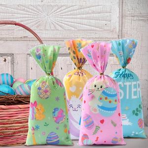 Micros tar 50pcs Oster taschen Plastik behandeln Goodie Candy Bags mit 50 Twist Ties Osterhasen Taschen für Kinder <span class=keywords><strong>Happy</strong></span> Easter Party Decor - Product Image 6