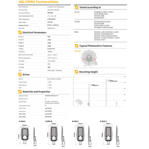 Farola <span class=keywords><strong>LED</strong></span> de 120W con Clasificación IP67, Alimentación de CA, Aleación de Aluminio para Carreteras - Product Image 4