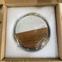 Livraison gratuite aux États-Unis - Ensemble de 4 sous-verres en marbre doré et bois avec support personnalisé pour tapis et coussinets personnalisés - Coffret cadeau