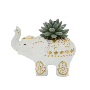 Factory Price Customized Animal Series Mini Cute Artificial Succulent Plant Potted With Resin Pot