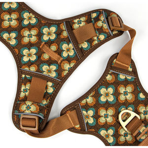 ヘンシャインファクロティ製呼吸自由ポリエステルメッシュブロウまたはジャカード織りカスタム3D花反射屋外犬用ハーネス - Product Image 4