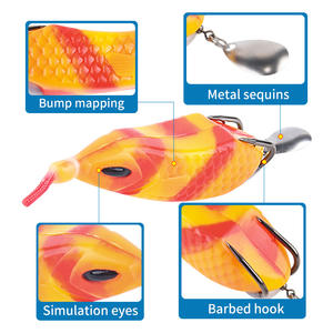 Señuelo de pesca Xinyu, tipo rana biónica suave, 9.5cm 16g, señuelos de superficie para la pesca de pez cabeza de serpiente. - Product Image 4