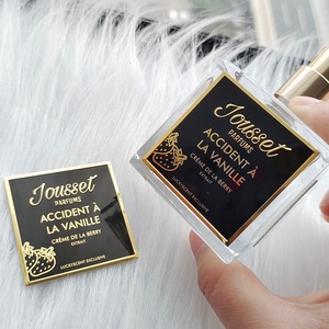 Étiquette métallique pour flacon de parfum pour femme, pour conception d'autocollants personnalisés, étanche, en aluminium, adhésif puissant, emballage cosmétique - Product Image 1