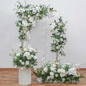 Vendita calda Wedding flower rows per la decorazione della festa centrotavola runner da tavola decorativo in seta artificiale