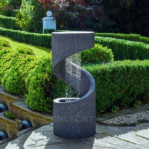 Cascate della fontana di acqua di pietra grigia di piccola dimensione di arte astratta moderna - Product Image 1