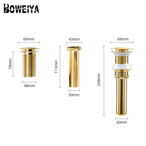 Bộ xả chậu rửa mặt Boweiya không tràn, dành cho chậu lavabo, van xả bật lên, mạ vàng chrome bóng. - Product Image 6