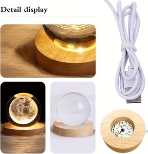 Vente en gros de cadeaux de Noël pour enfants, boule de cristal 3D LED avec étoiles, planètes et lune, petite veilleuse à piles, personnalisable, flottante - Product Image 5