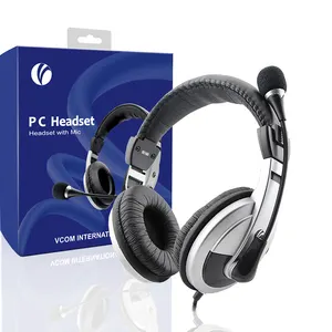 Factory OEM Cheap PC Wired Headset Handsfree Adjustable Mic Computer Headphone