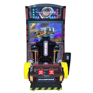 Machine d'arcade interactive de course automobile 3D avec volant, à monnayeur, thème Crazy Drive - Product Image 1