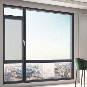 Fenêtre à battant en aluminium moderne à <span class=keywords><strong>triple</strong></span> <span class=keywords><strong>vitrage</strong></span> <span class=keywords><strong>acoustique</strong></span>, résistante aux ouragans, à manivelle, à isolation thermique, noire et fixe - Product Image 5