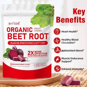 Suppléments à base de plantes à mâcher doux de racine de betterave à faible teneur en sucre biologique pour une pression artérielle saine Vitamines naturelles - Product Image 3