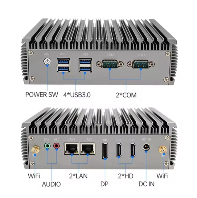 2026 New Industrial Mini PC N100 Quad Core DDR4 Win10/11 Dual LAN Dual HD DP 4K Display Desktop PC