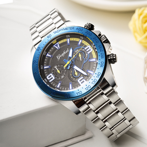 Montre chronographe sport pour homme avec logo personnalisé, cadran gaufré double couche, mouvement Seiko VD55, bracelet en cuir, montres de business - Product Image 5