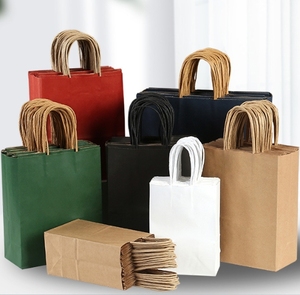 Gran oferta <span class=keywords><strong>de</strong></span> compras con logotipo, bolsa <span class=keywords><strong>de</strong></span> papel <span class=keywords><strong>de</strong></span> arte Kraft marrón con asa, supermercado con su propio logotipo - Product Image 1