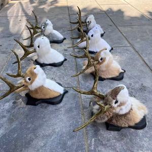 Tête de Lapin de Pâques pour Enfants, Tête de Lapin en Peluche avec Cornes de Cerf en Plastique, Style Adorable pour Décorations Murales d'Événements Festifs - Product Image 4