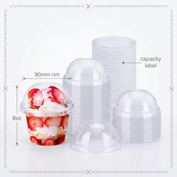 Gobelets à dessert élégants Kingstar 8oz en PET transparent avec couvercles hauts pour parfaits, gelato et puddings