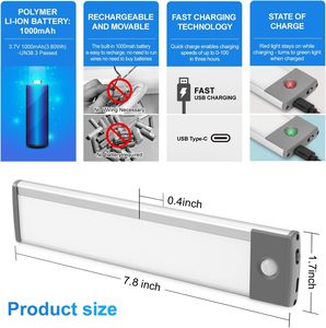 USB có thể sạc lại hiện đại đêm đèn với Magnetic Wall Mount warodrobe ánh sáng dưới Led tủ cảm biến chuyển động đèn Led - Product Image 3