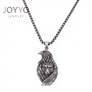<span class=keywords><strong>Pendentif</strong></span> loup en acier inoxydable pour homme, style motard, breloques cerf sauvage et aigle, inspiré du monde viking et du hip-hop - Product Image 1