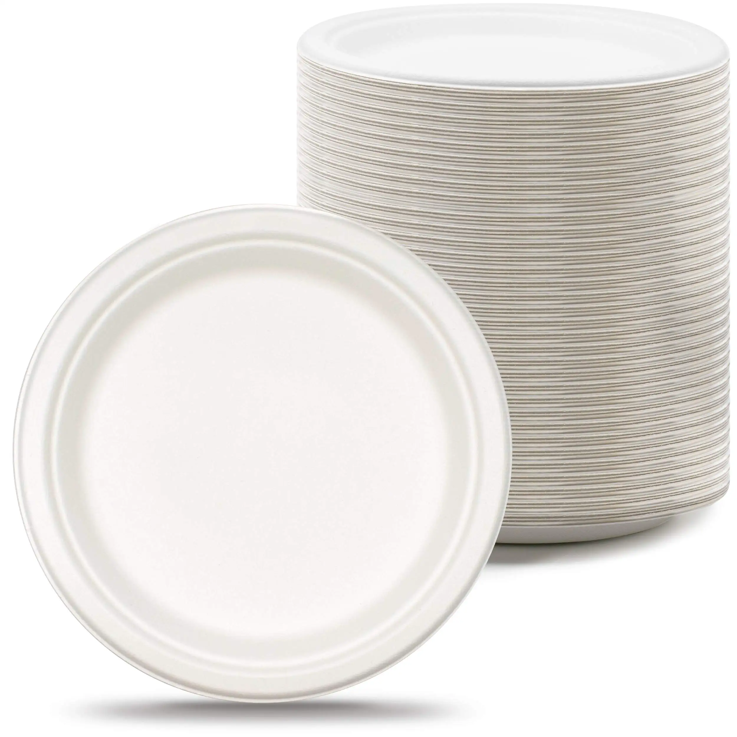 Natural Bagasse Plate Sugarcane Fiber Tree Free 10" Paper Plate / Biodegradable / Compostable Disposable Plates