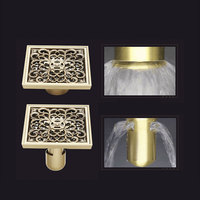Grilles de drain carrées modernes en laiton poli anti-insectes pour hôtel, cuisine, salle de bain, toilettes, douche, drain de sol, installation facile