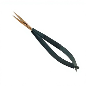 Rose Gold Tip Black Handle Spring Scissor Stainless Steel Sustainable <b>Makeup</b> Tool Eyebrow Trimmer Straight Left-Handed Sharp - Product Image 2