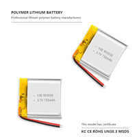 Batteries rechargeables portatives d'ion de lithium de petite poche de 3.7V/750mah pour le modèle de l'électronique grand public 903030