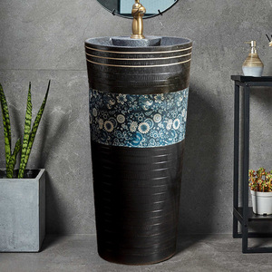 Lavabo de <span class=keywords><strong>jardin</strong></span> extérieur de style chinois rétro <span class=keywords><strong>moderne</strong></span> <span class=keywords><strong>bassin</strong></span> de colonne intégré au sol pour lavabos de salle de bain de cour - Product Image 2
