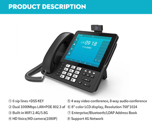 สปีกเกอร์โฟน HD บันทึกการโทร8 "หน้าจอสี8" กล้อง WiFi 8นิ้ว PSTN โทรศัพท์บ้าน<span class=keywords><strong>ผลิตภัณฑ์</strong></span> IP VoIP - Product Image 2